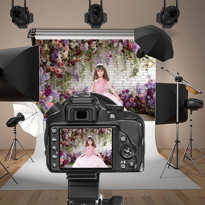 Baocicco Flower Brick Wall Backdrop 7x5ft Rose Flowers Photography Backdrops Baby Shower Bridal Shower Party Decorations Kids Adults Portraits Birthday Wedding Banner Supplies Props Video Studio