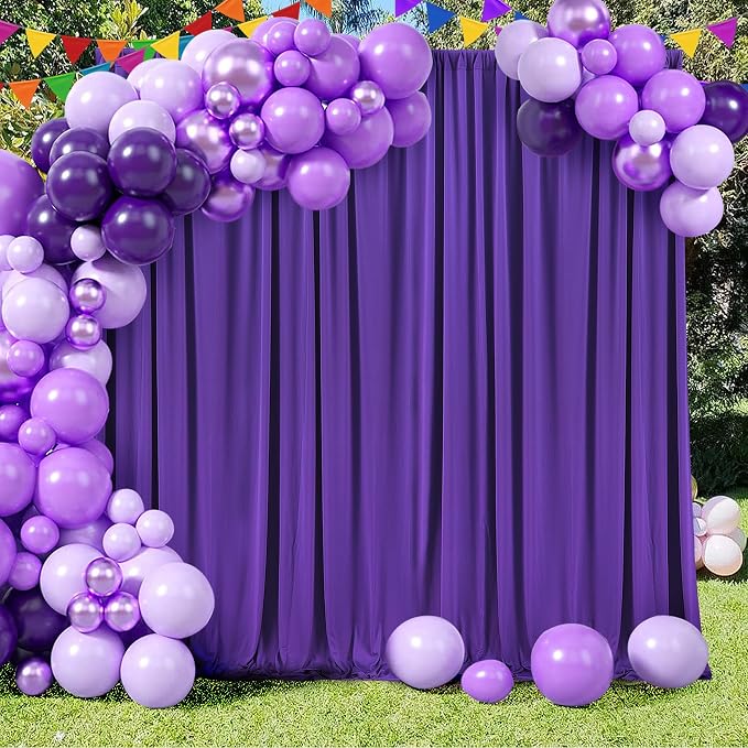 40ft×10ft Wrinkle Free Dark Purple Backdrop Curtain for Party, 8 Panels 5ft×10ft Soft Silky Polyester Purple Photo Backdrop Drapes for Birthday Baby Shower Wedding Mother's Day Photography