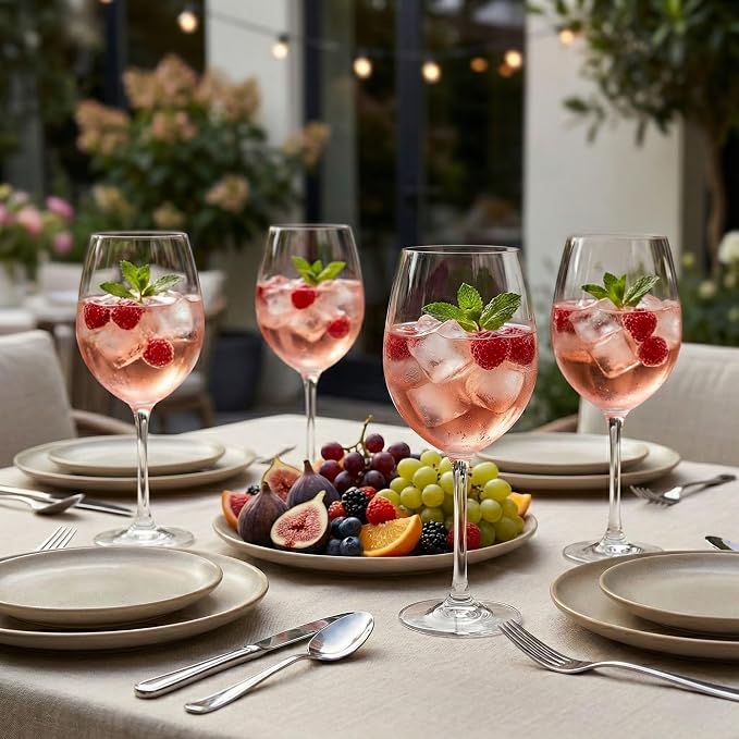Restaurantware Wine Glasses 6 Count 25 Ounce Glass Bordeaux Wine Drinkware Crystal Dishwasher Safe Lead-Free Clear