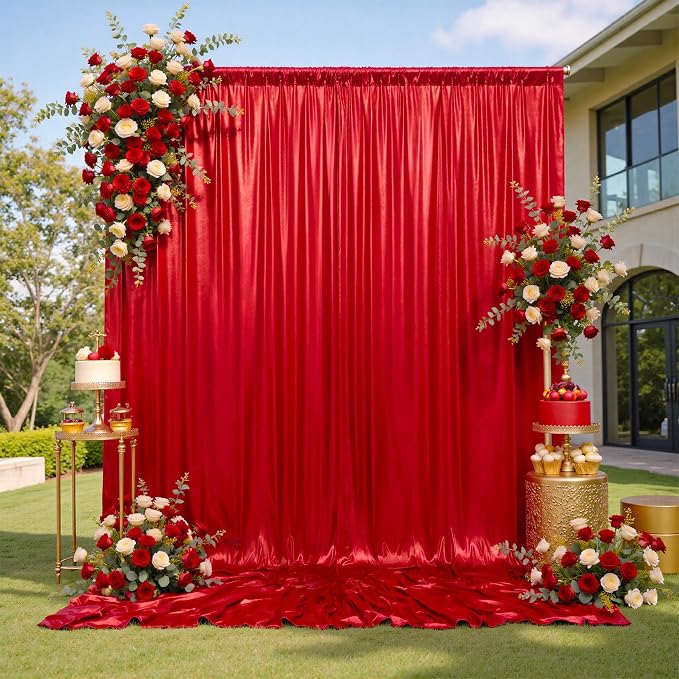 40x10 ft Wrinkle Free Red Sequin Backdrop Curtain for Parties,Thick Not Fall-Off Glitter Backdrop Drapes,8 Panels 5x10ft Shimmer Photo Back Drop Cloth for Wedding Birthday Photography Background