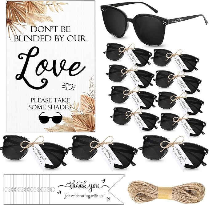 Kanayu Wedding Sunglasses for Guests Wedding Gifts Sign Married Decorations Sunglasses Black Glasses Bridal Party Favors