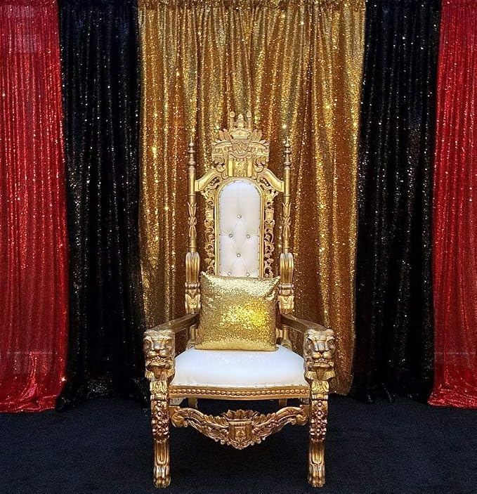 Poise3EHome 8FT x 10FT Sequin Photography Backdrop Curtain for Party Decoration, Golden