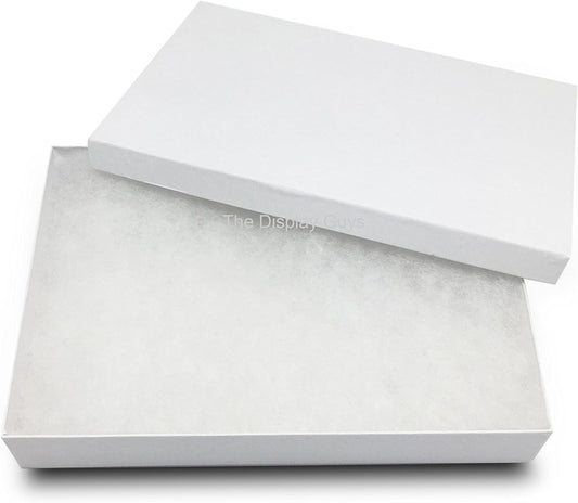 TheDisplayGuys - 25-Pack #53 Kraft Paper Cardboard Gift Boxes/Jewelry Cases w. Cotton Padding & Lid - White Swirl - (5.4" x 3.9" x 1.0")