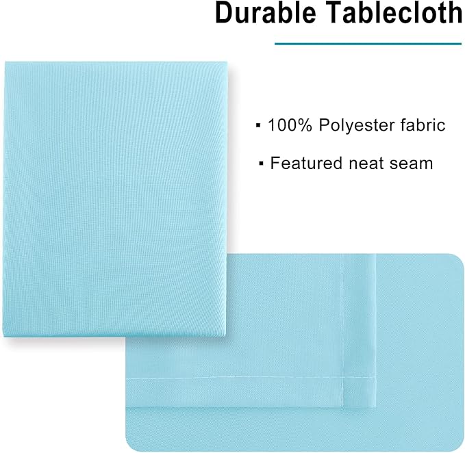 Hiasan Waterproof Tablecloth Rectangle - Washable Fabric Table Cloth for Dining Room Kitchen Birthday Party and Outdoor Use, Sky Blue, 70 x 108 Inch