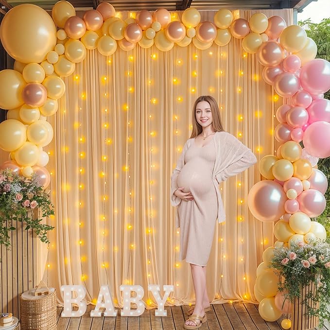 Dark Champagne Backdrop Curtain for Parties Wedding Baby Shower Wrinkle Free Photo Curtains Backdrop Drapes Fabric Decoration for Bridal Shower 5ft x 7ft,2 Panels