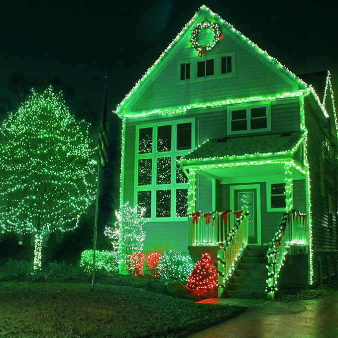 800 LED Green Christmas String Lights, 262 FT Christmas Lights Outdoor Waterproof, Clear Wire 8 Modes Plug in Twinkle Fairy Lights for Indoor Patio Room Tree Party Holiday Decorations