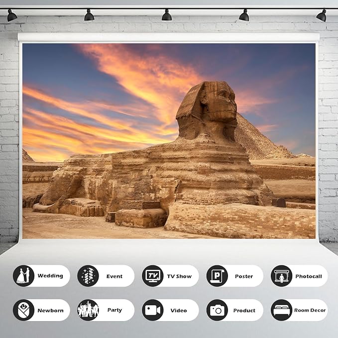 Egypt Backdrop Desert Egyptian Sphinx Pyramid Ancient Egypt Scene Photography Background Egyptian Deserts Themed Backdrop for Travel Vacation Party Decor Supplies Portraits Photo Props 15x10ft