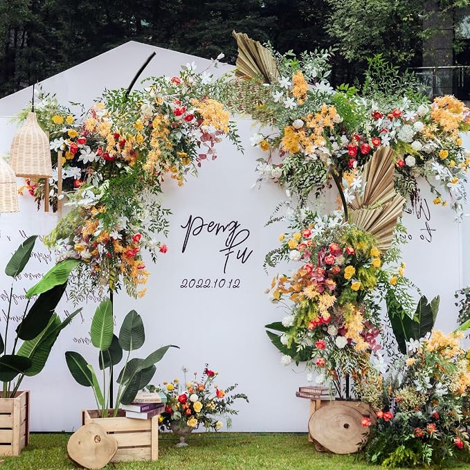 Metal Wedding Arch Stand,Set of 2 Gold Curved Top Arch Backdrop Stand Wedding Arches for Ceremony Birthday Anniversary Baby Shower Floral Stand Background Decoration (Black,7.8FT & 6.7FT)