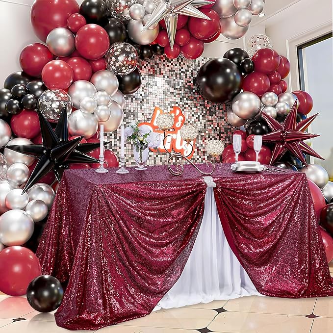B-COOL Sequin Tablecloth Glitter Birthday Table Cloth Sparkly Shimmer for SquareTable Cloth 90x90 Inches Overlay for Party Supplies Christmas Event Wedding Decorations