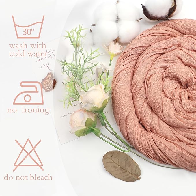 8 Pack Peach Cheesecloth Table Runner 10ft Boho Gauze Fabric 120 Inch Cheese Cloth Table Runner Rustic Sheer for Holiday Baby Shower Party Décor Home Wedding Decoration