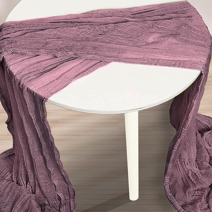 1 Pack Dusty Purple Cheesecloth Table Runner 35x120 Inch 10Ft Rustic Gauze Cheese Cloth Table Runner Sheer Cheesecloth Table Runners for Wedding Party Bridal Shower Decoration