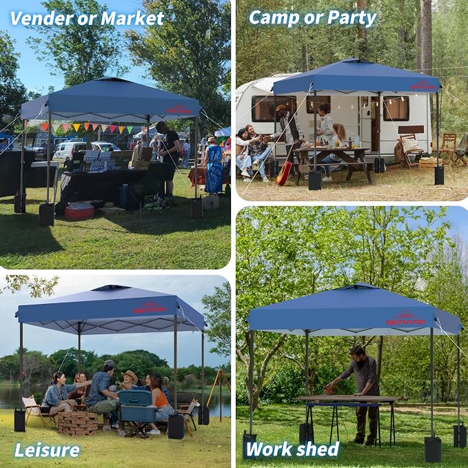 8x8 Pop Up Canopy, Easy Up Canopy Tent, Heavy Duty Tents for Parties, One Person Easy Set Up Event Tent, Light Blue