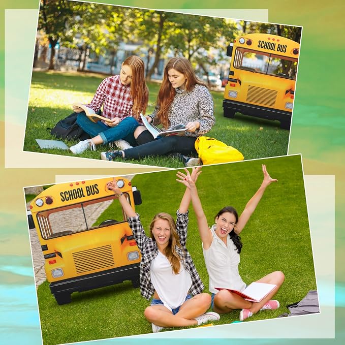 Amyhill 4.6ft School-Bus Cardboard Cutout Stand Up Life-Size Back to School Party Decorations First Day of School Photo Booth Standup for Welcome Party Supplies