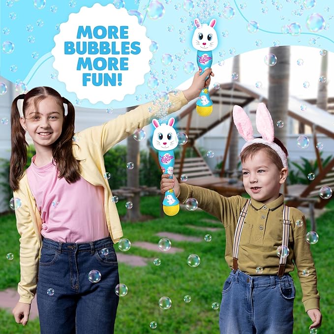ArtCreativity Easter Bunny Bubble Wand (2 Pack), Easter Basket Stuffers for Toddler, 14" Light Up Automatic Bubble Maker with LED & Music, Bubbles for Kids, Toys for Toddlers