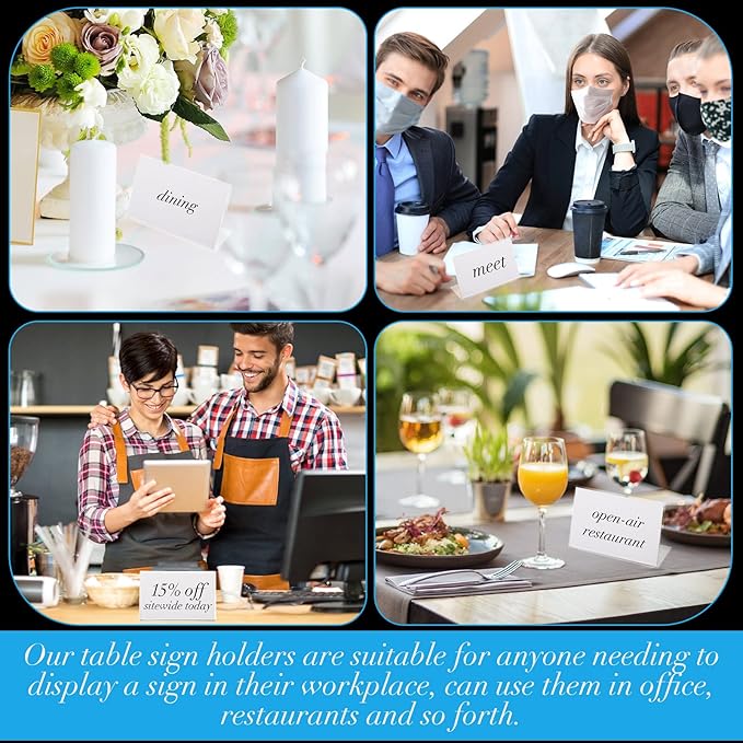 Vicenpal 3.5 x 2.5 Inches Small Acrylic Sign Holder Clear Picture Frame Acrylic Stands Back Slant Sign Holders for Party Buffet, Wedding Signs, Office, Store, Restaurant, Horizontal(40 Pcs)