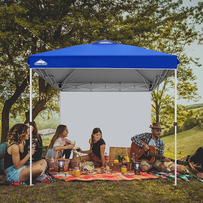 EAGLE PEAK Commercial Canopy 8x8 Pop Up Canopy Tent with 1 Sidewall, Easy Setup Heavy Duty Instant Event Shelter for Vendors & Markets, Outdoor Sun Shade, Blue