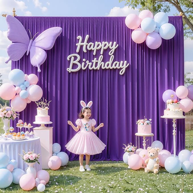 Wrinkle Free Purple Backdrop Curtains for Parties, Purple Photo Curtains Backdrop Drapes 2 Panels Back Drop Cloth Draping for Wedding Birthday Photography Background Decor,10ftx10ft