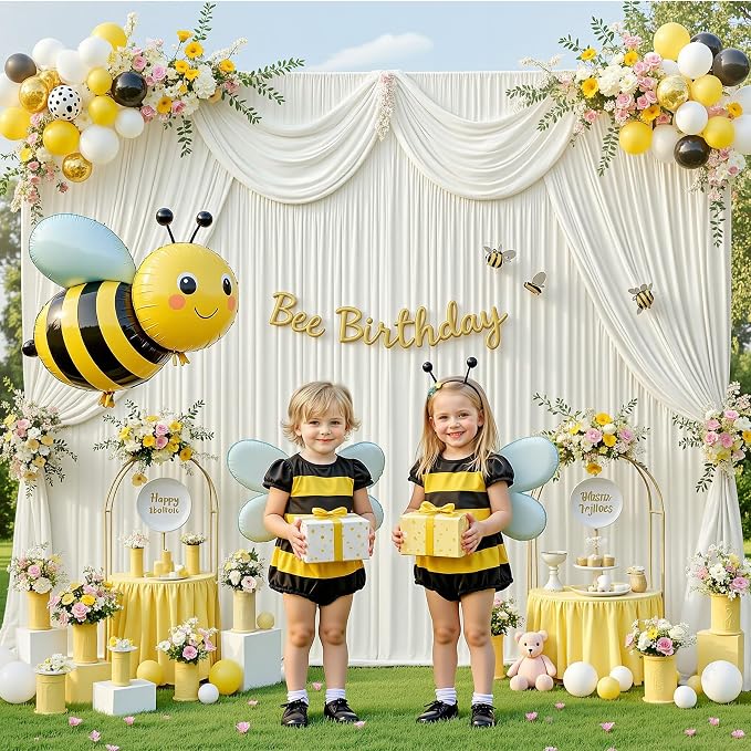 30x10ft Ivory Photo Backdrop Curtains for Parties Wedding Wrinkle Free Polyester Photoshoot Curtains Drapes Backdrop for Birthday Baby Shower Graduation Stage Photography Background 6 Panels 5x10FT