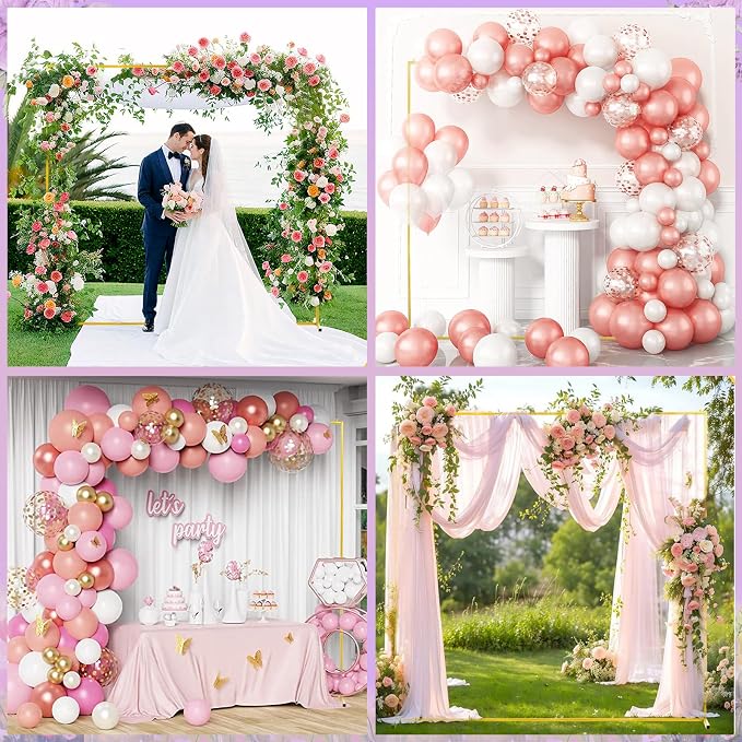 6.6 FT Square Backdrop Stand, Wedding Arches Balloon Arch Stand, Square Balloon Arch Stand Arch for Wedding for Ceremony Wedding Party Birthday Baby Shower Anniversary Arbor Balloons Decor