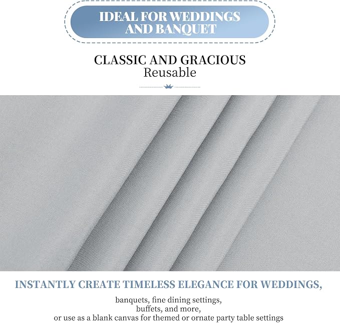fani 10 Pack 90 Inch Round Tablecloth, Light Grey Polyester Fabric Table Cloth for Round Table, Stain and Wrinkle Resistant Washable Table Cover for Wedding Party Dining Table Buffet and Camping