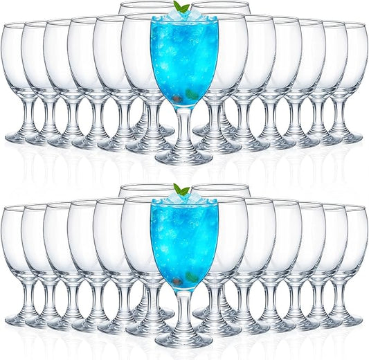 Patelai Set of 30 Water Goblet, 16 oz Clear Drinking Glasses Bulk Dishwasher Safe, Stemmed Water Glass for Juice Wine Beer Tea Sangria Cold Beverages, Reusable Glassware for Home Party Restaurant