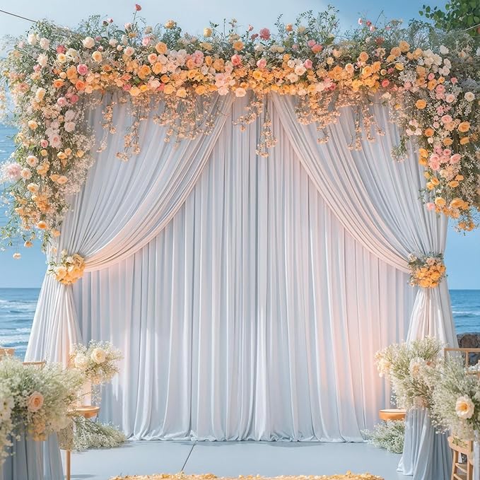6 Panels Silver Grey Backdrop Curtain for Parties Wedding Wrinkle Free Silver Grey Photo Curtains Backdrop Drapes Fabric Decoration for Birthday Party Baby Shower 30ft(W) x 10ft(H)