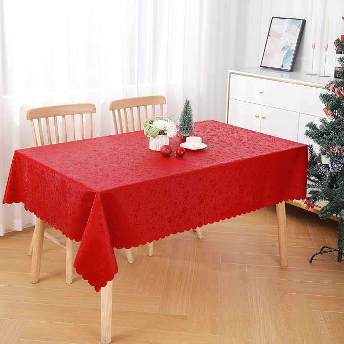 Smiry Rectangle Table Cloth, Waterproof Heavy Duty Vinyl Tablecloths, Wipeable Washable Table Cover for Kitchen and Dining Room (Red, 54" X 108")