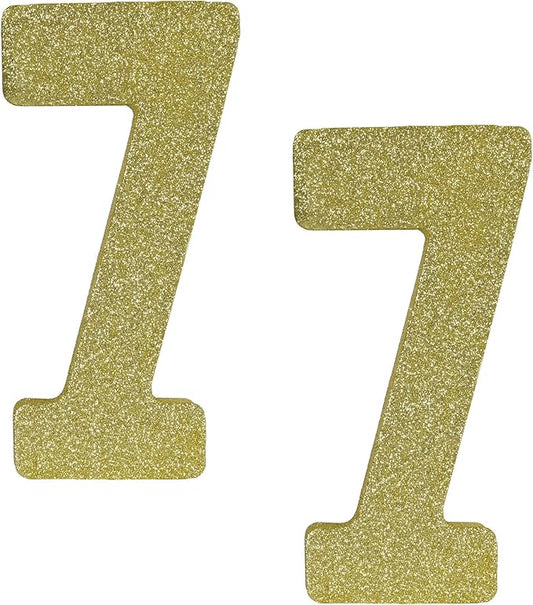 Beistle 2 Piece 8" x 4" x 1" Foam Glittered Number 7 Centerpieces, Gold Tabletop Décor, Birthday Decorations, Anniversary Milestone Party Supplies
