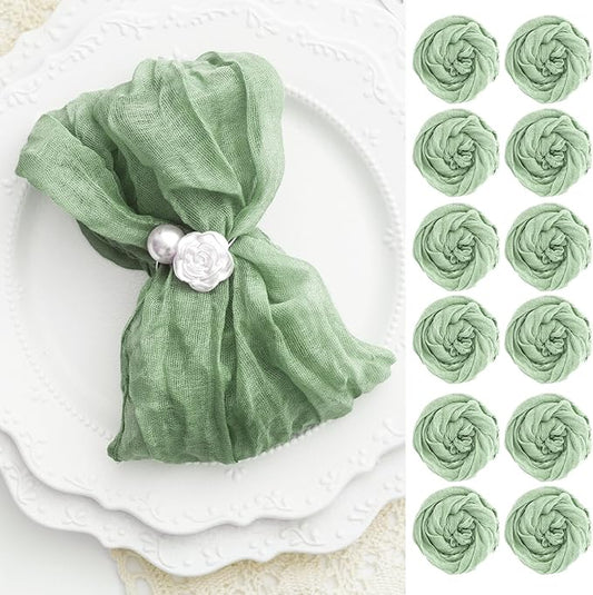 60 Pack Sage Green Cheesecloth Napkins Washable 21x21 Inches Sage Green Cloth Napkins Set of 60 Dinner Table Napkins for Wedding Bridal Baby Shower Rustic Boho Cotton Gauze Summer Party Table Decor