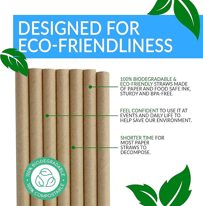 Reli. 1000 Pack Paper Straws (Kraft Brown) | Paper Straws for Drinking - Disposable, Biodegradable/Eco-Friendly | Use for Crafts, Party Decoration/Supplies, Restaurants, Juice (Brown)