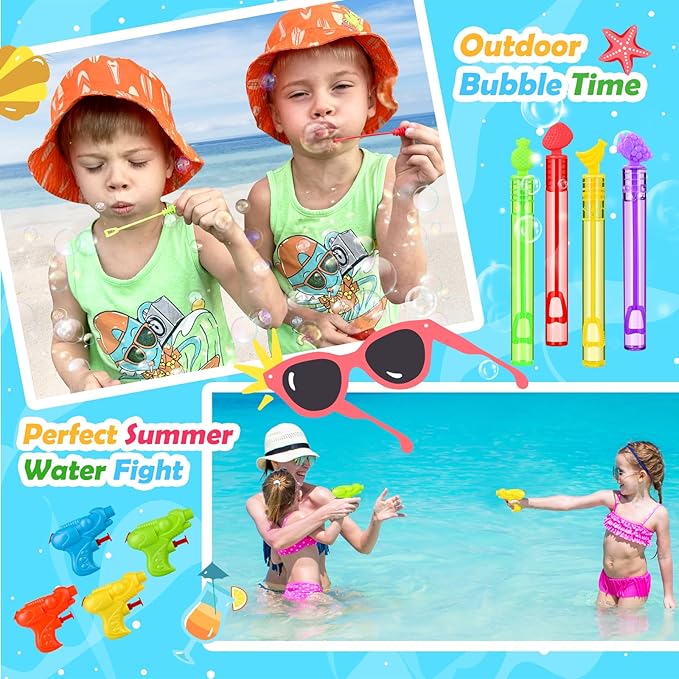 INNOCHEER Pool Party Favors Beach Party Favors for Kids 3-4-5-8-12, 96PCS Goodie Bags Stuffers for Kid Summer Toys, Beaches Balls, Coloring Books Beach Toy for Kids 4-8-12 Pool Party Supplies