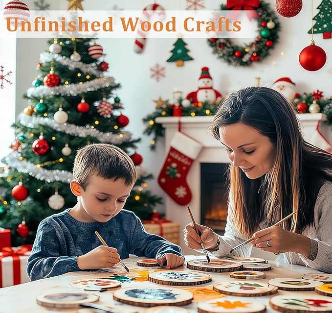 4.7-5.2 Inch Wood Slices, 10 Pcs Unfinished WoodCoasters, Wood Centerpieces for Tables, WoodCircles for Crafts, Rustic Wedding Decoration, Christmas Baby Shower