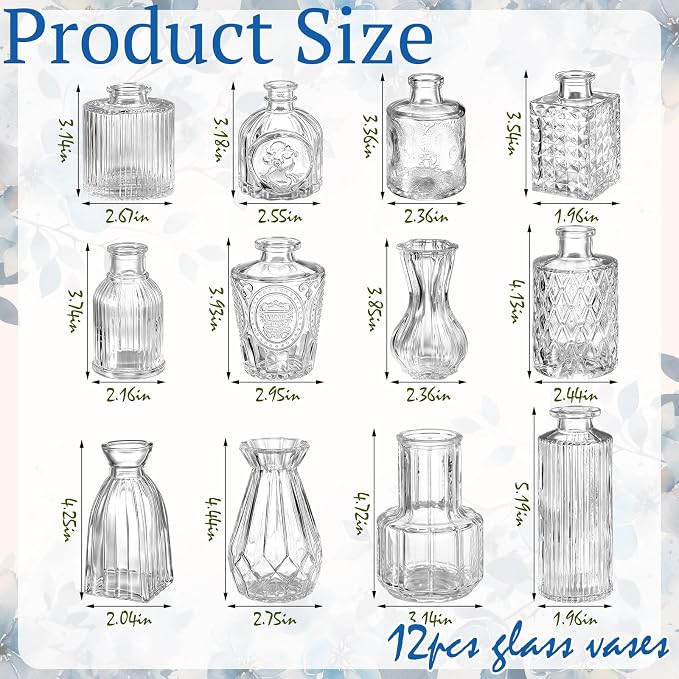 36 Pcs Artificial Flowers Table Centerpiece with Vases Colorful Wildflower Centerpieces Silk Flower Arrangement for Wedding Baby Shower Table Centerpieces Party(Hydrangea,Clear)