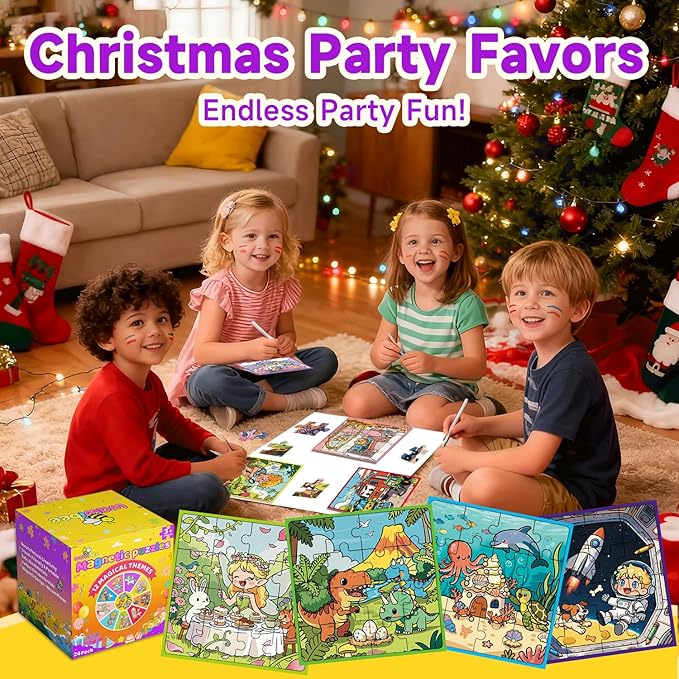 24 Pack Easter Party Favors for Kids, Magnetic Puzzle Books Bulk for Toddlers 3-5 & Kids 4-8, Goodie Bag Stuffers, Classroom Prizes, Birthday Return Valentine’s Day Gifts, Travel