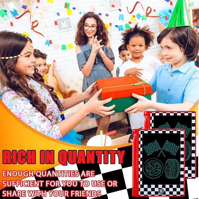 Nezyo 24 Pack Race Car Theme Party Favors Mini LCD Writing Tablet 4.6 Inch Doodle Board Drawing Tablet Erasable Reusable Electronic Drawing Pads for Race Car Party Decor Birthday Supplies