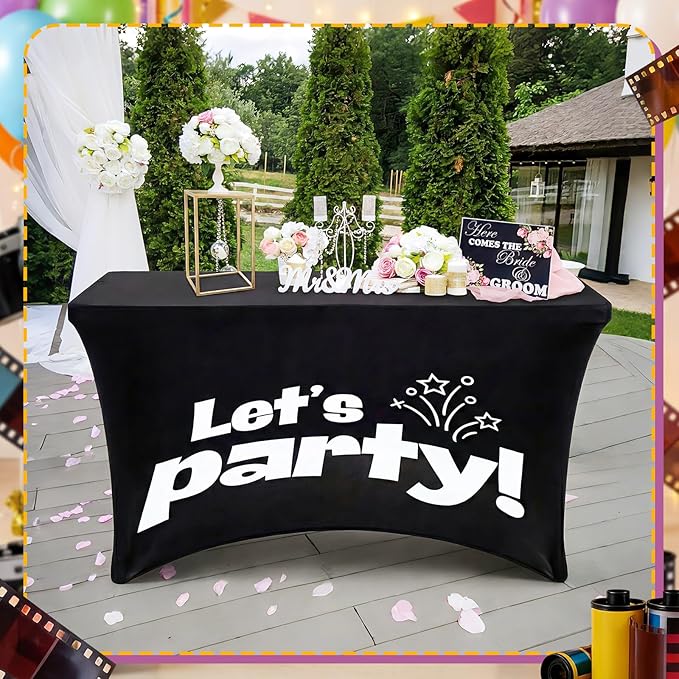 Gilprop Photo Booth Table Cloth Photo Booth Props Accessories Rectangle Tight Table Background for Indoor Outdoor Party Photography Decoration Graduation Wedding Birthday Bachelorette(Party,4ft)