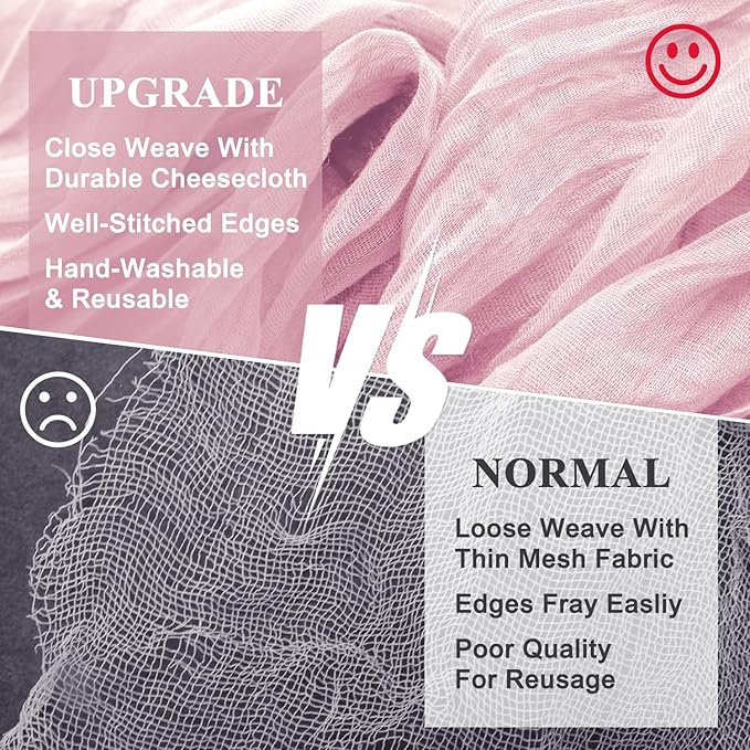 Wokceer Pink Cheesecloth Table Runner Spring 10FT Blushing Pink Boho Gauze Table Runner Easter for Party Wedding Sheer Runners for Baby Bridal Shower
