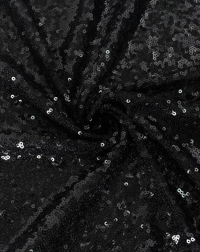 Eternal Beauty Black Tablecloth, 120 Inch Round Sequin Tablecloth for Party Cake Dessert Table Exhibition Events