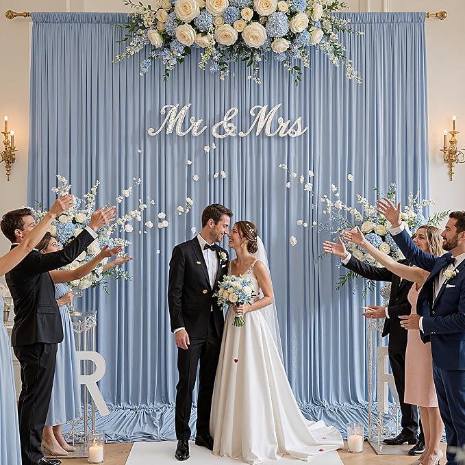 20ft x 12ft Dusty Blue Backdrop Curtains for Parties, Wrinkle Free 4 Panels Photo Backdrop Drapes Back Drop Cloth for Wedding Birthday Photography Background Decor