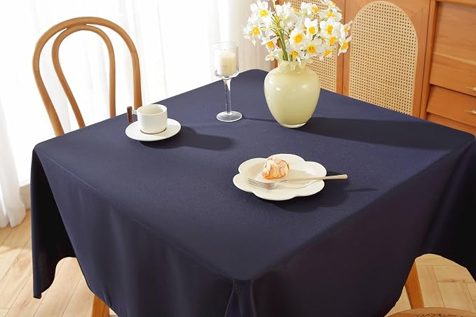 5 Pack Square Tablecloth 70 x 70 Inch Navy Blue Tablecloth, Polyester Fabric Washable Table Cloth for Home, Party, Wedding or Restaurant Use.