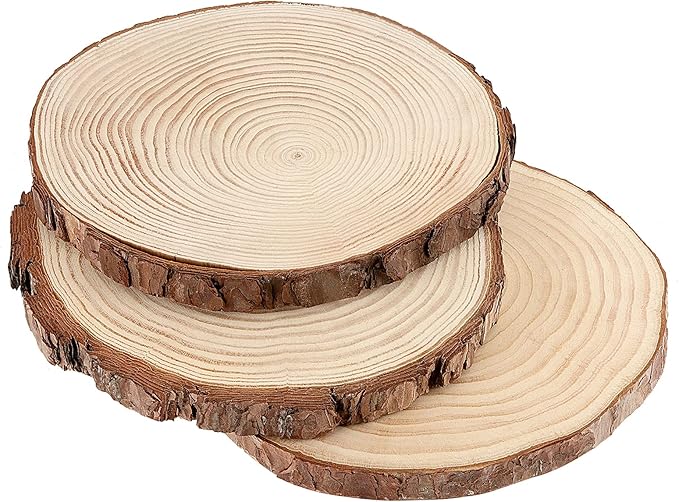 JOIKIT 5 PCS 8-9 Inch Unfinished Woods Slices, Natural Round Rustic Wood Slices for Centerpieces, Wooden Circles for DIY Craft, Christmas, Rustic Wedding, Ornaments