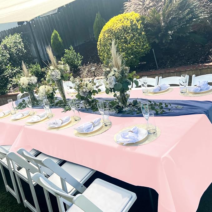 6 Pack Tablecloth 60 x 126 inch Polyester Table Cloth for 6 Foot Rectangle Tables,Stain and Wrinkle Resistant Washable Fabric Table Covers Polyester Pink Table Clothes for Wedding,Party,Banquet