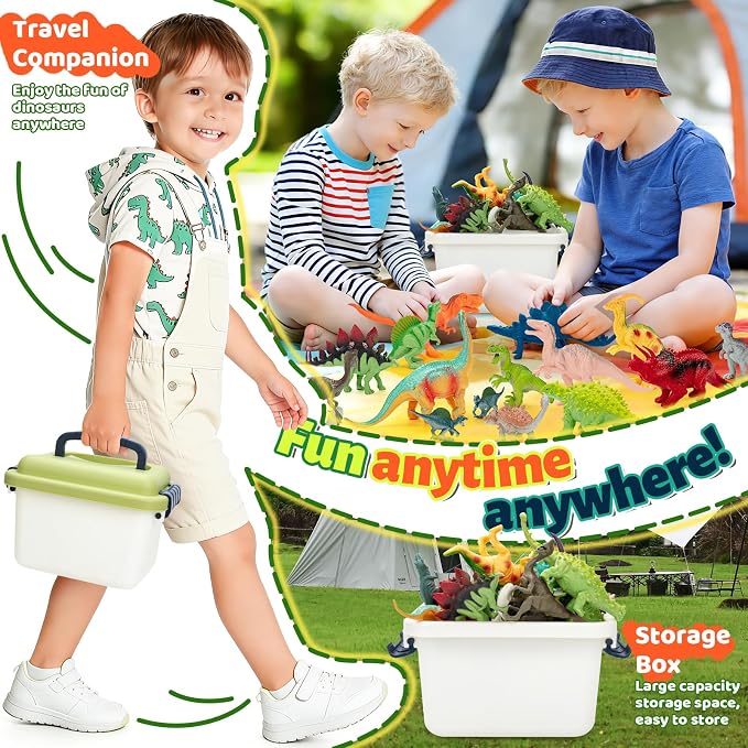 28 PCS Dinosaur Toys for Kids 3-5 with Storage Case,Realistic Dinosaurs Toy Set,Dinosaur Figures for Kid,Birthday Gift for Boys and Girls,Dinosaur Party Favors