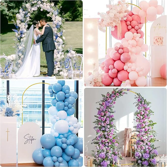 Putros Arch Backdrop Stand and Cover Set, 6.6ft, Gold Arch Stand with Ivory Cover, Metal Arched Background Frame for Wedding, Birthday Party, Baby Shower, Photography Decoration
