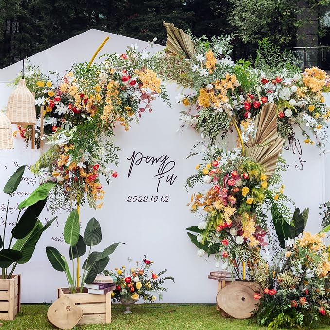 Metal Wedding Arch Stand,Set of 2 Gold Curved Top Arch Backdrop Stand Wedding Arches for Ceremony Birthday Anniversary Baby Shower Floral Stand Background Decoration (Gold,7.8FT & 6.7FT)