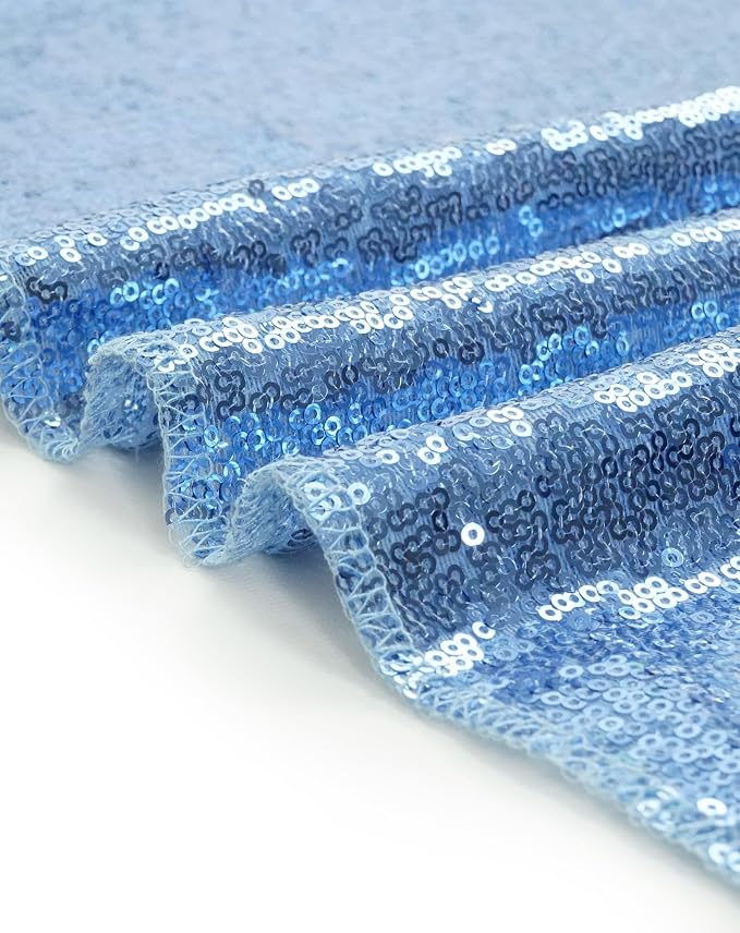 Eternal Beauty Baby Blue Tablecloth, 120 Inch Round Sequin Tablecloth for Party Cake Dessert Table Exhibition Events