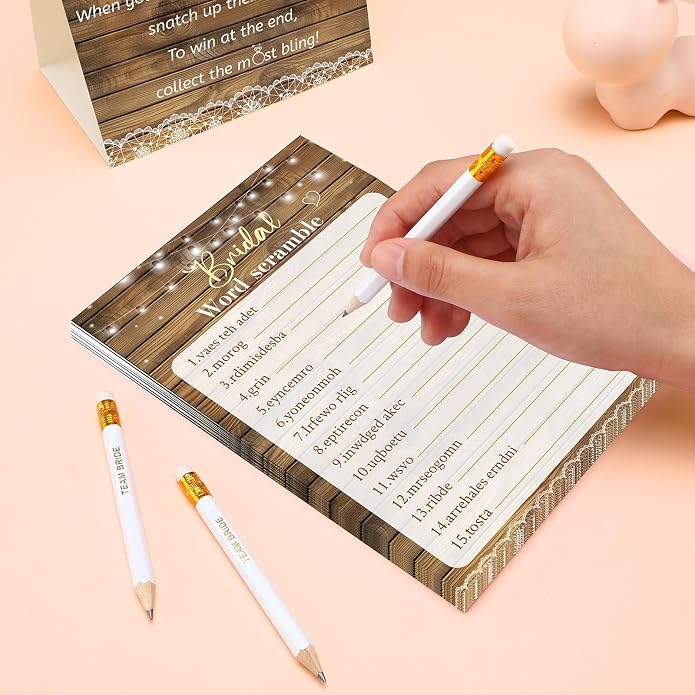 Sosation 331 Pcs Bridal Shower Games Supplies, 5 Sets (50 Cards Each) Wedding Games Cards, 1 Put a Ring on It Bridal Shower Game with 60 Rings and 20 Team Pencils for Wedding Engagement