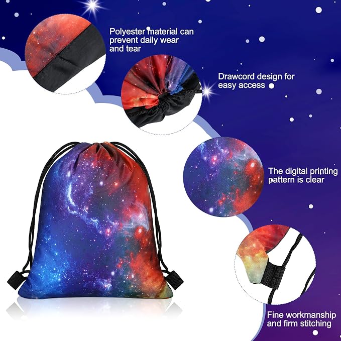Lothee 30 Pack Drawstring Backpack Galaxy Party Favor Bags Space Starry Night Sky Backpack Space Theme Goodie Bag for Events Celebrations Universe Pattern Treat Candy Pouch for Guests