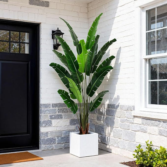 YEPDIN Artificial Bird of Paradise Plant 7 FT Fake Banana Leaf Plant Faux Tree Decor Large Fake Plants Realistic Indoor Outdoor Tall Floor Plant for Living Room, Office Decor