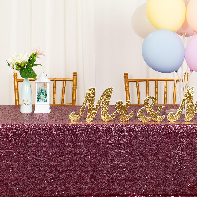 ShiDianYi Burgundy 60x102-Inch Sequin Rectangular Tablecloth Bridal Dress Table Cloth Wine Glitter Tablecloths 60x102 Rectangle Table Cover Sequin Overlay for Wedding Party Birthday Decor